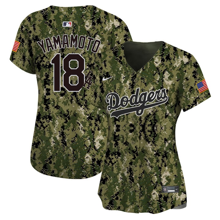 Women Los Angeles Dodgers #18 Yamamoto 2025 camo Stitched 2025 Jersey style 1